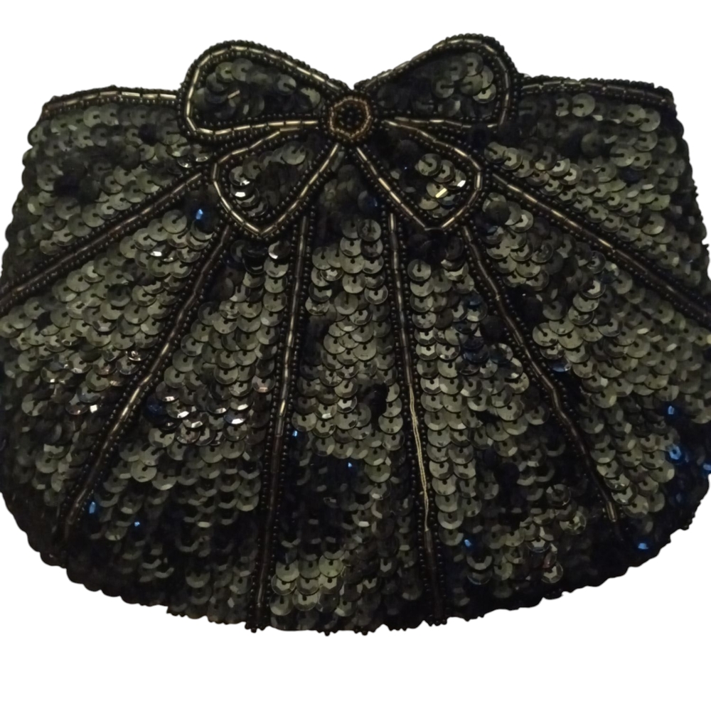 Elegant Black Sequin Clutch